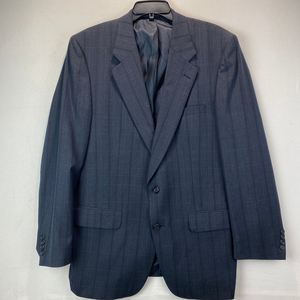 VTG Burberrys Prorsum Jacobson Men 42R Grey Bluish Wool Windowpane Plaid Blazer